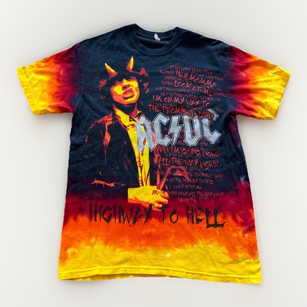 Vintage AC/DC Shirt‎ Mens M Highway To He'll Band Tee Y2K Tie Dye Y2k